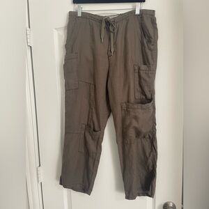 Free People olive green jaw string baggy Cargo Pantssize W Small #61855 8 pocket